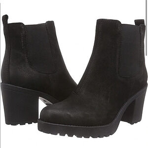 Vagabond Grace Black Leather Nubuck Chunky Heel Platform Lug Sole Boot​
